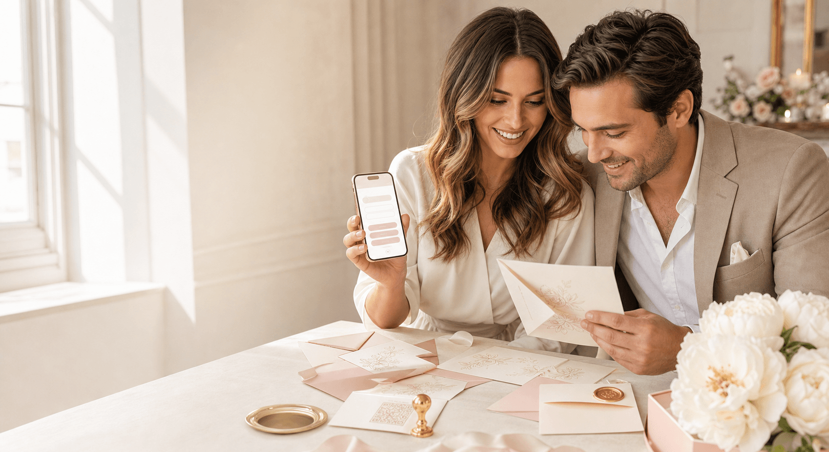 A couple planning with QuickWeds Wedding RSVP