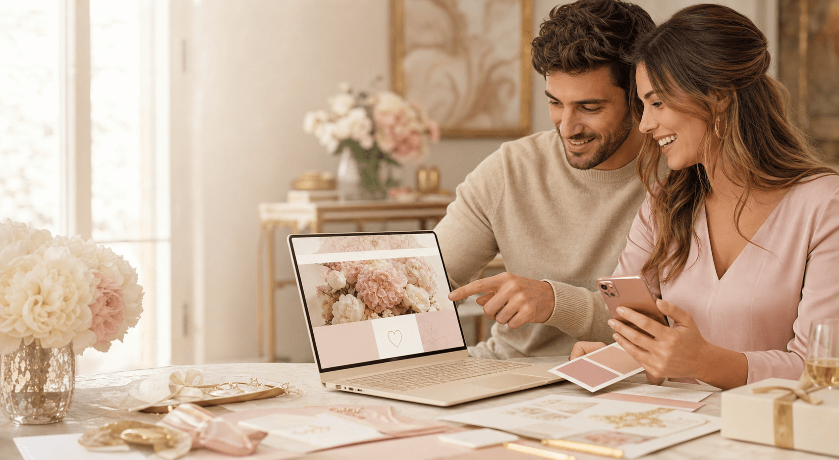 A couple planning with QuickWeds Website Builder